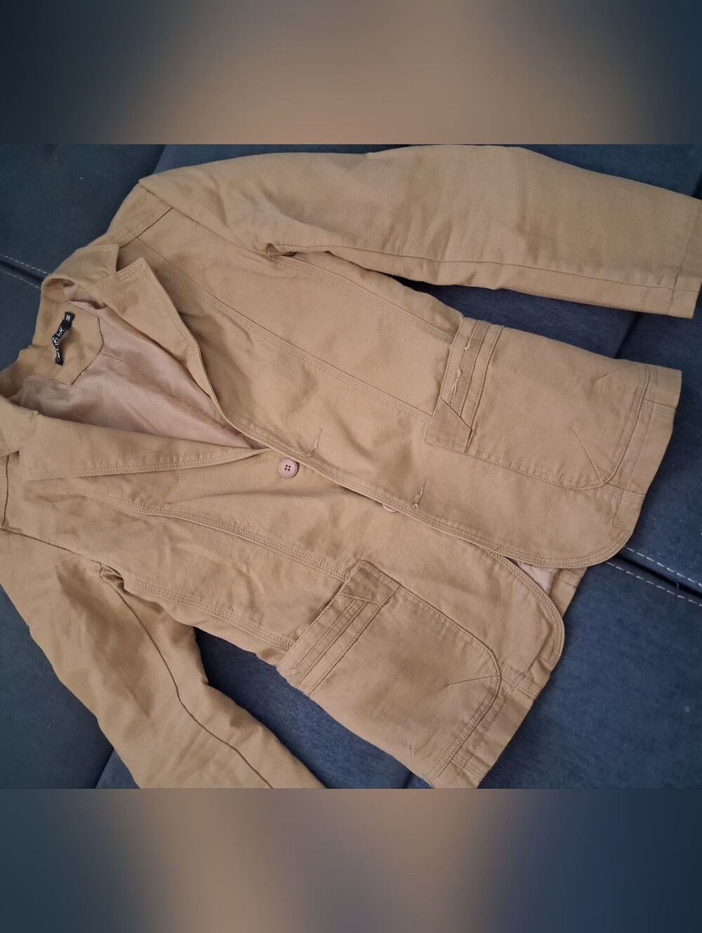 Women's Tan Casual Cotton-Blend Jacket